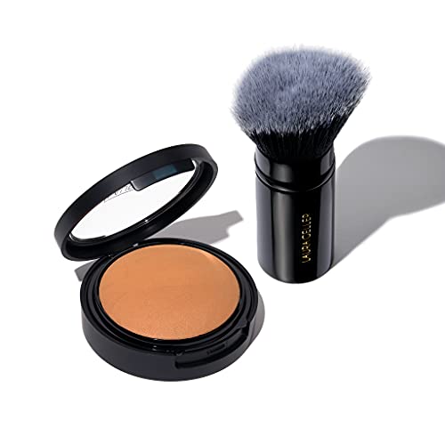 Laura Geller New York Double Take Baked Versatile Powder Foundation, Tan & Retractable Kabuki Brush