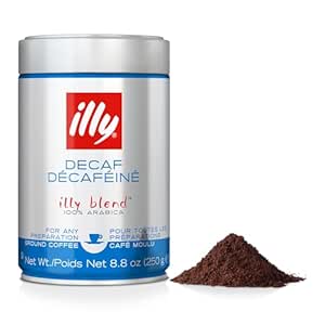 illy Ground Coffee Espresso - 100% Arabica Coffee Ground – Classico Decaf Roast - Notes of Caramel, Toasted Bread &amp; Chocolate - Rich Aromatic Profile - Precise Roast - No Preservatives – 8.8 Ounce