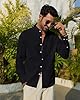 J.VER Mens Shirts Long Sleeve Cotton Linen Grandad Collar Black Shirt Summer Casual Fashion Beach Holiday Tops 3XL #2