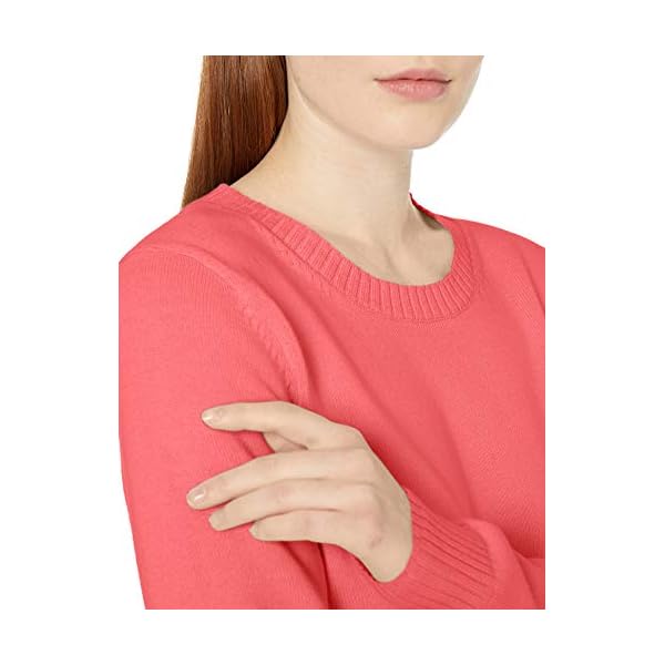 Amazon-Essentials-Womens-100-Cotton-Crewneck-Sweater Amazon Essentials Women's 100% Cotton Crewneck Sweater (Available in Plus Size), Coral Pink, Large