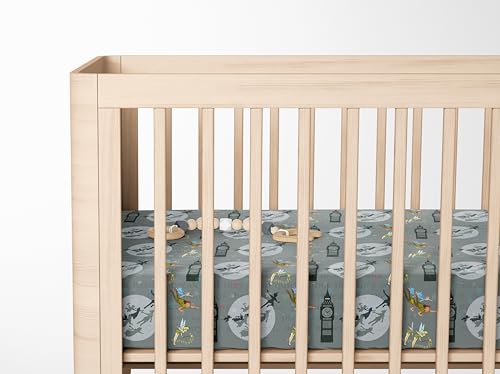 Image of Peter Pan Nursery Crib Set Handmade, Peter Pan Fitted Crib Sheet, Peter Pan Pillow Cover