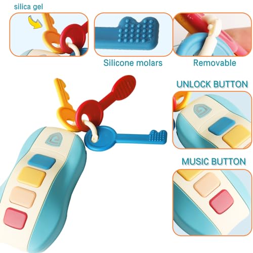 Tinabless CARKEYSTEETHER-BLUE Baby Car Keys Teether Toddlers Sensory Learning Toy With Music - Musical Baby Toys thumb #5