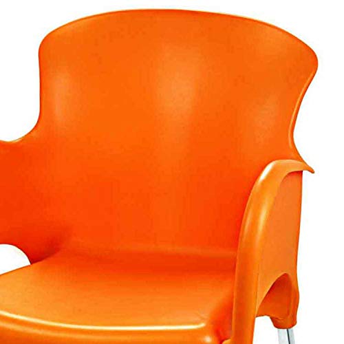 Image of CELLO Xylo Chair (Orange) -Set of 6 | Strong and Durable | Easy to Clean | Chair for Living Room, Bed Room, Kitchen, Office Room, Outdoor | 3 Years Warranty
