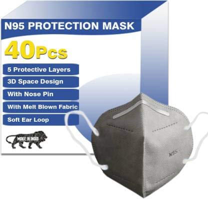 Bionicaid Gray Anti Pollution, Reusable, Non-woven Protective Layer Face Mask Protection N95 Mask Washable N95 Mask Reusable Mask combo pack 5 layer mask for men women kids Fabric mask (40)