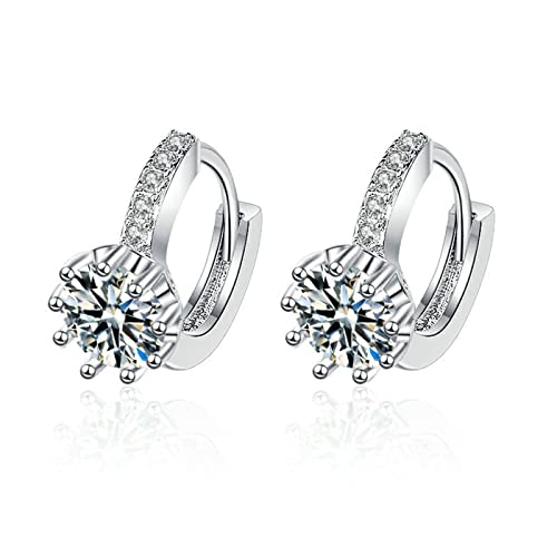 Boucles d'oreilles de cerceau en or 14K anti-allergie avec moissanite ronde classique