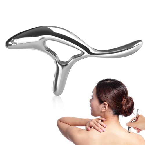 Triggerpunkt Drücker Triggerpunkt Massagegerät Gua Sha Stein Vielseitiges Edelstahl Mini Massagegerät für Gesicht Nacken Schultern Rücken Arme Beine Muskelentspannung Durchblutungsförderung
