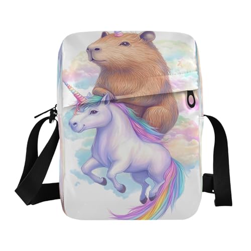 Crossbody Bag Cute Guinea Pigs Unicorn Messenger Bag for Women Men Purse Shoulder Bag Satchel Bag with Adjustable Strap 214B9183