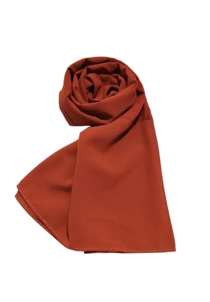 Georgette Stole, Rust Orange Color, Lightweight Scarf-picture-10