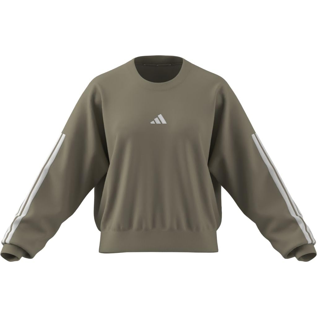 adidas dames ESSENTIALS 3-STRIPES FRENCH TERRY SWEATSHIRT, Wonder Cargo/white, S
