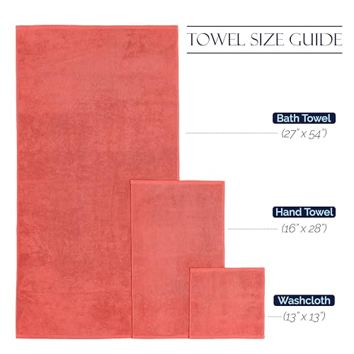 Image of Elegant Comfort Premium Cotton 8-Piece Towel Set, Includes 4 Washcloths, 2 Hand & Bath Towels, 100% Turkish Cotton - Highly Absorbent and Super Soft Towels for Bathroom, Coral (Pack of 4)