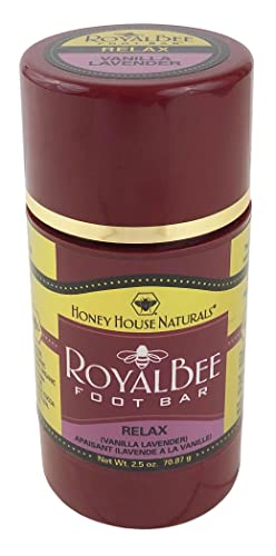Honey House Naturals Royal Bee Foot Bar – 2.5 Ounce Twist Up Tube – All Natural Ultra Moisturizing, Odor Eliminating, Essential Oil Infused – Made In Usa (Relax) #TOP2