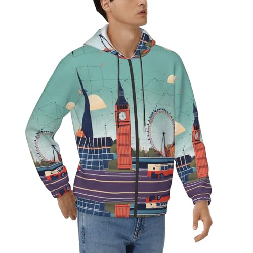 Sweat à capuche homme EdWal I Love London zippé à manches longues
