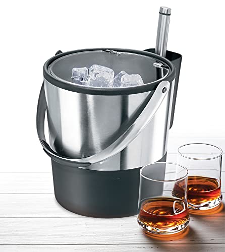 Image of Oggi Insulated Ice Bucket with Lid and Stainless Steel Wine Cooler