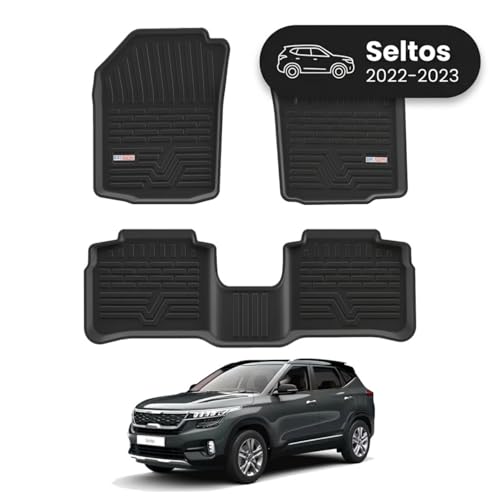 Image of 3D TPE Car Floor Mat for Seltos (2022-2023) Custom Fit, Heavy Duty & Anti-Slip Floor Mat | Easy to Clean, All Weather Resistant, Waterproof & Dustproof Car Foot Mat for Seltos