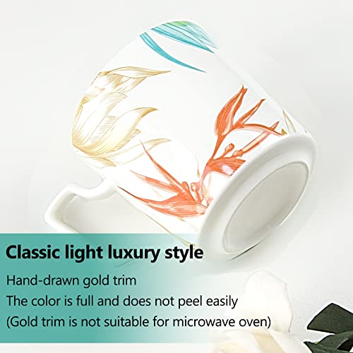 16-Piece Bone China Round Dinnerware Set, Multicolor Design Dish Sets, Service For 4, Set With Plates, Bowls And Mugs, For Indoor And Outdoor Use Bpa Free (E) #TOP6