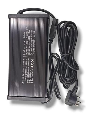 Image of Electric Scooter Charger 72V 6 Ampere for All Lithium Battery | Longest 4 Meter Wire | Fast Charging | Waterproof | Heavy Duty | Metal Body | Cutoff Voltage 84V.