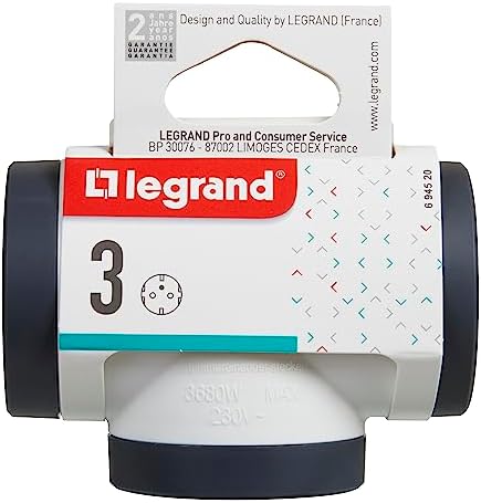LEGRAND Adaptadores 2P+T, 3 tomas de enchufes/corriente laterales...