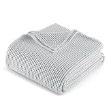 Exclusivo Mezcla 100prozent Baumwolle Decke Waffeldecke als Bettüberwurf, Weiches Leichtes & Atmungsaktives Baumwolldecke Tagesdecke für Sofa & Bett, Alle Jahreszeiten, 150x200 cm, Hellgrau