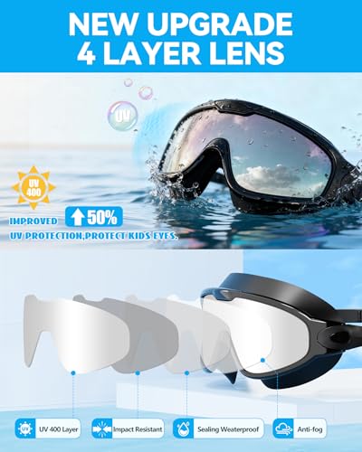 Image of Aegend New Adult Wide View Swim Goggles, Anti-Fog /UV No Leak Swimming Goggles with Ear Plugs for Men & Women