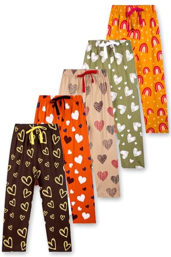 Image of T2F Girls Regular Fit Cotton Printed Track Pants (Pack of 5)