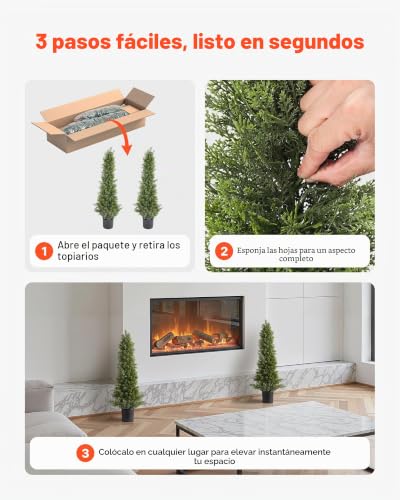 Cedro artificial VEVOR de 91 cm en maceta para decoración exterior e interior pack de 2 5