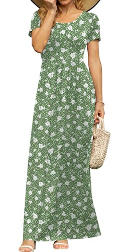 Image of DB MOON Womens 2026 Summer Maxi Dresses Casual Short Sleeve Empire Waist Spring Long Dress with Pockets