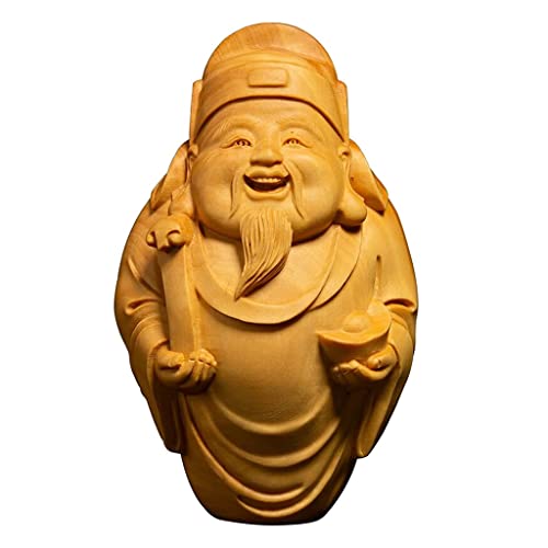 Pendentif Dieu de la Richesse statue Bouddha en bois cadeau chance