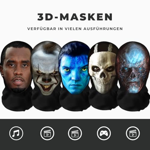 Aristo Solutions Realistische P. Diddy 3D-Druck Vollgesichtsmaske – Atmungsaktiv, leicht & bequem, ideal für Cosplay, Partys, Halloween, Karnveal & Events Funny