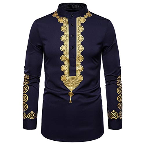 LHWY Camisa de Hombre Chaqueta de Manga Larga de Estilo Oriental en...
