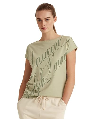 Lauren Ralph Lauren Women's Petite Oversized Script Logo T-Shirt (Ranch Sage, Petite Large) #TOP15