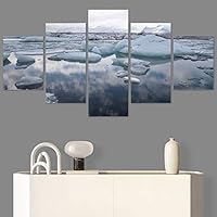 SIGNWIN 5 Panel Canvas Wall Art Modern Art Aerial Contemporary Cool Dramatic Multicolor Nature Photography Snow for Home Decorations Ready to Hang - 60