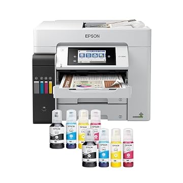 Epson Impressora Supertank Pro ET-5800 sem fio All-in-One com scanner, copiadora, fax e Ethernet, branca
