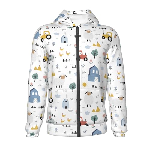 Cute Sheep and Cows Kid Hoodies Boys Zip Up Sweatshirts Girls Pullover with Pocket2