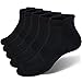 VoJoPi 5 paires Chaussette Hommes de Sport, Chaussettes Basses Homme Respirantes pour Running, Anti-Ampoules Courtes Socquettes en Coton pour Fitness, Jogging, Noir