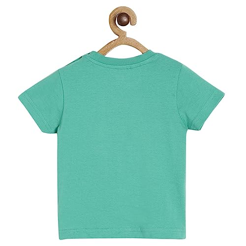 Image of miniklub Boys Green Printed Round Neck T-Shirt