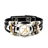 YAIEWNE Pulsera Ajustable De Cuero Trenzado En Capas Con Mapa Circular De Virgo, Llama Única, Brazalete Étnico Punk Hecho A Mano, Accesorio De Amistad, Regalo De Cumpleaños Y Navidad.