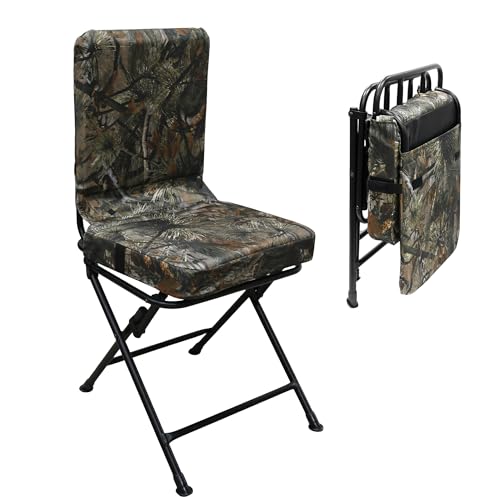 MYDAYS 360° Swivel Heated Hunting Blind Chair, Foldable Heating Ground Blinds Seat for Hunting, Fishing, Camping, Power Bank Not Included (Heated) ASIN