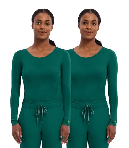 Image of Healing Hands Underscrub Long Sleeve Women Knits Scrub Tops | Soft Cotton Blend Knit, Breathable Stretch Comfort, Machine Wash, Easy Care Fabric, Ideal For Layering Under Scrubs
