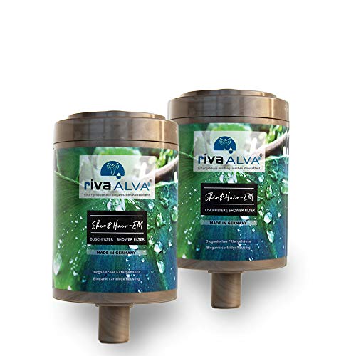 rivaALVA Skin & Hair-EM Duschfilter 2er Set Ersatzkartuschen, für die Dusche, Blockaktivkohle mit EM Keramik, filtert Chlor, Schwermetalle, Mikroplastik Cover