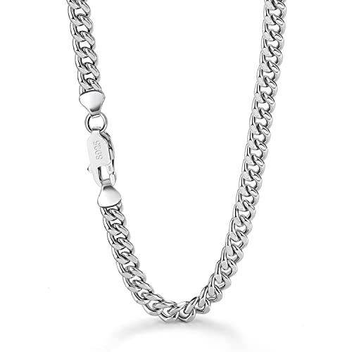 Hip-Punk Solid 925 Sterling Silver Miami Cuban Link For Men & Woman Necklace Fashion 3-6 MM 18-30 inches Curb Chain Unisex Jewelry Gift