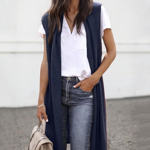 Summer Cardigans for Women Lightweight Long Knit Cardigan Vest Sleeveless Open Front Tunic Vest Sweater Duster Tops2