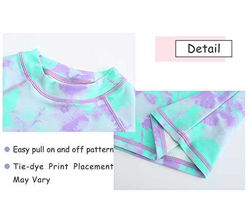 Image of Aisyee Girls Long Sleeve Rash Guard Set Two Piece Swimsuits Tie Dye Bathing Suits for Kids UPF 50+ Swim Shirts
