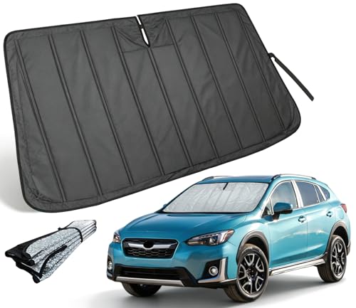 Image of Thickened Sun Shade for Subaru Crosstrek 2018-2026 Impreza | Accordion Front Window Sunshade Aluminum Reflective UV Protection Shield, Foldable Sun Visor with Storage Bag Car accessories