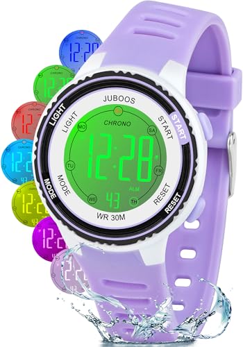 Juboos Reloj Digital para niñas, Relojes de Pulsera Impermeables con 7 Luces Coloridas, Reloj para niños de 5 a 15 años Juboos Reloj Digital para niñas, Relojes de Pulsera Impermeables con 7 Luces Coloridas, Reloj para niños de 5 a 15 años