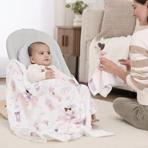 Image of Evolur Princess Print 2 Piece Gift Set, Includes Blanket with Lovey, Warm and Cozy Baby Blanket, Machine Washable Nursery Bed Blanket, Soft and Charming Lovey