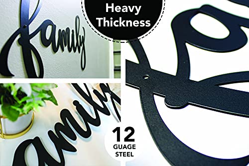 Vivegate Metal Family Signs For Home Decor Wall, 17.4"X9.1" Black Family Decor Sign Heavy Iron Happy Family Wall Art Cut Out Plaque Family Wall Decor #TOP2