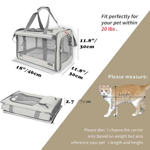 Image of GAPZER Pet Carrier for Large Cat Soft-Sided Animal Traveling Bag for Medium Cat up to 20lbs / Washable Small Dog Puppy 10 lbs Crate Case with Privacy Curtains for Home Outdoor Travel Beige White