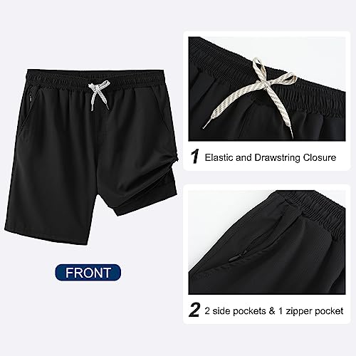 HODOSPORTS Mens Swim Trunks with Compression Liner 9 Inch Quick Dry Swim Shorts with Pockets Swim Suit4