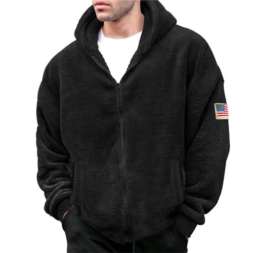 Manteau hiver homme avec fermeture éclair veste polaire chaude à capuche