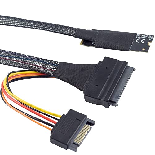 Cable M.2 SFF-8643 a U.2 SFF-8639 SAS con conector de alimentacion SATA de 15 pines y 50cm 5